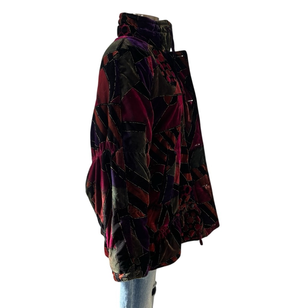 Vintage velvet Mulberry Street insulated winter coat M multicolor jewel tones - Picture 5 of 16